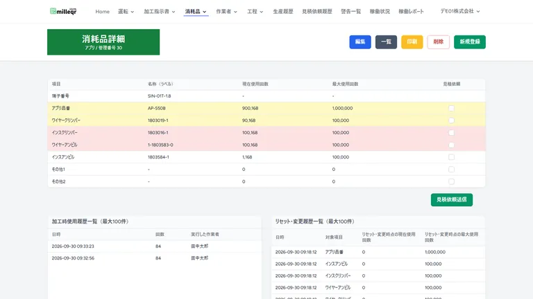 使用回数の管理画面